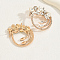 Golden Brass Micro Pave Cubic Zirconia Dangle Stud Earrings, Flower, Clear, No Size