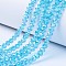 Electroplate Glass Beads Strands, AB Color Plated, Faceted, Rondelle, Cyan, 10x8mm, Hole: 1mm, about 60~61pcs/strand, 46~48cm