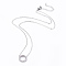 304 Stainless Steel Pendant Necklaces, with Cubic Zirconia, Ring, Stainless Steel Color, 440x1mm