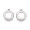 304 Stainless Steel Pendant Cabochon Settings, Flat Round, Stainless Steel Color, Tray: 7.5mm, 15x12.5x2mm, Hole: 1mm