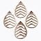 Unfinished Hollow Wood Big Pendants, Undyed, Laser Cut Wood Shapes, Teardrop, Antique White, 57x39~40x2.5mm, Hole: 2mm