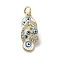 Brass Micro Pave Cubic Zirconia Pendants, with Enamel, Cadmium Free & Nickel Free & Lead Free, with Jump Ring, Real 18K Gold Plated, Slipper
 with Evil Eye, White, 20x8.5x5.7mm, Hole: 3.2mm