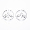 Non-Tarnish 304 Stainless Steel Pendants, Ring with Mountain Charm, Stainless Steel Color, 27.5x26x1mm, Hole: 1.4mm