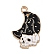 Halloween Alloy Enamel Pendants, Skull, 27x19x1.2mm, Hole: 2mm