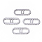 Tarnish Resistant 201 Stainless Steel Links Connectors, Laser Cut, Oval with Letter, Stainless Steel Color, Letter.U, 15x6x1mm, Hole: 4x5~7mm