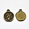 Antique Bronze Plated Alloy Rhinestone Charms, Flat Round with Letter.H, Nickel Free, 13x10x1.5mm, Hole: 1mm