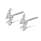 S925 Sterling Silver Cubic Zirconia Lightning Stud Earrings, Chic Style, Silver, 7x4mm