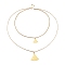304 Stainless Steel Double Layer Necklaces, with Box Chains & Snake Chains, Fan, Golden, 20.28 inch(51.5cm)
