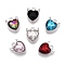 Rack Plating Alloy Pendants, with Glass, Heart Charms, Platinum, 13x10.5x4.5mm, Hole: 1.8mm