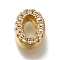 Rack Plating Brass Micro Pave Clear Cubic Zirconia Beads, Long-Lasting Plated, Cadmium Free & Lead Free, Real 18K Gold Plated, Letter O, 8x6x3mm, Hole: 0.8mm