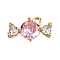 Brass Pave Cubic Zirconia Charms, Cadmium Free & Nickel Free & Lead Free, Candy, Real 18K Gold Plated, 9x14x4mm, Hole: 1.4mm