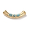 304 Stainless Steel Tube Beads, with Synthetic Turquoise, Curved Tube, Aqua, 14.5x39.5x7.5mm, Hole: 3.2mm