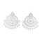 304 Stainless Steel Chandelier Component Links, Flower, Stainless Steel Color, 36x32x0.4mm, Hole: 1.5mm