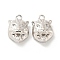 Brass Charms, Cadmium Free & Nickel Free & Lead Free, Tiger, Real Platinum Plated, 12x9x6mm, Hole: 1.4mm
