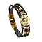 Braided Cowhide Cord Multi-Strand Bracelets, Constellation Bracelet for Men, with Wood Bead & Alloy Clasp, Pisces, 7-7/8~8-1/2 inch(20~21.5cm) 