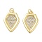 Rack Plating Brass Micro Pave Cubic Zirconia Pendants, Lead Free & Cadmium Free, Long-Lasting Plated, Rhombus, Golden, 22.5x15.5x2mm