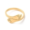 Ion Plating(IP) 304 Stainless Steel Hand Hug Cuff Ring for Women, Golden, US Size 6 1/4(16.7mm)