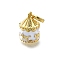 Brass Enamel Pendants, Carousel Charm, Long-Lasting Plated, Lead Free & Cadmium Free, Real 18K Gold Plated, Rack Plating, White, 20.5mm, Hole: 4mm