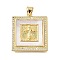 Brass Micro Pave Cubic Zirconia Shell Pendants, Cadmium Free & Lead Free, Square with Cross Charms, Real 18K Gold Plated, 24x22x4mm, Hole: 4x5mm