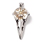 Ion Plating(IP) 304 Stainless Steel Pendants, Bird Skull, Antique Silver & Golden, 54x26x13.5mm, Hole: 8x4mm