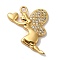 Rack Plating Brass Micro Pave Cubic Zirconia Pendants, Long-Lasting Plated, Lead Free & Cadmium Free, Butterfly, Fairy, Real 18K Gold Plated, 23x17.5x2.5mm, Hole: 1.8mm