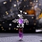 Natural Amethyst Pointed Big Pendants, Platinum Plated Matel Wing Faceted Bullet Charms, 54x37mm