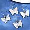 Natural Quartz Crystal Brass Dangle Earrings, Rack Plating, Lead Free & Cadmium Free, Platinum, Butterfly, 31x20.5mm