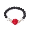 Resin and Synthetic Turquoise Bracelets, Black Agate Halloween Bracelets, with Alloy Bbeads, Skull & Flower & Cross, Mixed Color, Inner Diameter: 2-5/8 inch(6.6cm)