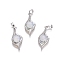Opalite Pendants, with Platinum Tone Brass Findings and Crystal Rhinestone, Flower, 37.3x15x9.8mm, Hole: 7x4.5mm