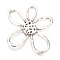 Tibetan Style Alloy Chandelier Components Links, Flower, Cadmium Free & Nickel Free & Lead Free, Antique Silver, 51x57x3mm, Hole: 16x7mm and 20x13mm.