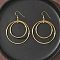 Electroplated 304 Stainless Steel Flat Round Dangle Earrings, Golden, 69x49.5mm