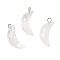 Natural Quartz Crystal Pendants, with Brass Findings, Faceted, Moon Charms, 23x10x6mm, Hole: 2mm