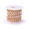 Handmade Enamel Beaded Chains, with Brass Curb Chains, Soldered, with Spool, Long-Lasting Plated, Real 18K Gold Plated, Misty Rose, 5.5x1.5~2mm, about 32.8 Feet(10m)/roll