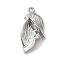 Brass Micro Pave Cubic Zirconia Pendants, Leaf, Platinum, 18x9x4mm, Hole: 1mm