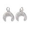 Rack Plating Brass Micro Pave Cubic Zirconia Pendants, Long-Lasting Plated, Lead Free & Cadmium Free, Moon, Platinum, 12x11x2mm, Hole: 3.4mm