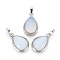 Opalite Pendants, with Brass Findings, teardrop, Platinum, 26x16~17x8~10mm, Hole: 8x5mm