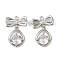 Brass Micro Pave Cubic Zirconia Pendants, Cadmium Free & Nickel Free & Lead Free, Bowknot, Platinum, 19x13x4mm, Hole: 1.2mm