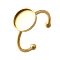 304 Stainless Steel Open Cuff Ring Components, Pad Ring Setting, Flat Round, Golden, 11.5mm, Adjustable, Tray: 10.5mm