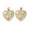 Brass Micro Pave Clear Cubic Zirconia Pendants, Cadmium Free & Lead Free, Heart, Real 16K Gold Plated, 25x19.5x3mm, Hole: 4x3.5mm