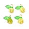 Flower Shape Synthetic Shell Charms, with Brass Ball Head Pins & Transparent Acrylic Charms, Champagne Yellow, 13x11x6.5mm, Hole: 3mm