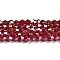 Opaque Solid Color Electroplate Glass Beads Strands, AB Color Plated, Faceted, Bicone, Dark Red, 4x4mm, Hole: 0.8mm, about 80~85pcs/strand, 30~32cm