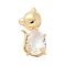 Brass Micro Pave Clear Cubic Zirconia Pendants, Cadmium Free & Lead Free, Fox, with Jump Ring and Glass, Long-Lasting Plated, Clear, 26x13x7mm, Hole: 6x2mm