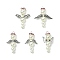 ABS Plastic Imitation Pearl Beads with Brass Rhinestone Spacer Beads and Tibetan Style Alloy Beads and Tibetan Style Alloy Beads, Angel Pendant, Angel & Fairy, 32.5~34x17.5~30.5x7.5~8mm, Hole: 2.5mm, 5pcs/set.
