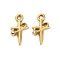 304 Stainless Steel Crystal Rhinestone Pendant, Ion Plating(IP), Cross Charms, Real 18K Gold Plated, 15x8.5x2mm, Hole: 1.2mm