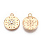 Rack Plating Alloy Pendants, with Rhinestone, Flat Round with Star, Light Gold, Cadmium Free & Nickel Free & Lead Free, Crystal, 25.5x21x4mm, Hole: 2.2mm