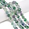 Dyed Natural White Jade Beads Strands, Two Tone, Round, Medium Sea Green, 8x8mm, Hole: 0.9mm, about 47~48pcs/strand, 15.16~15.72''(38.5~39.3cm)