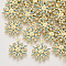 Alloy Enamel Pendants, with Crystal Rhinestone, Light Gold, Sun, Dark Cyan, 24x18.5x3mm, Hole: 2mm