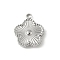 304 Stainless Steel Pendants, Flower Charm, Anti-Tarnish, Stainless Steel Color, 16x13x3mm, Hole: 1.6mm