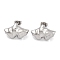 Non-Tarnish Leaf Ion Plating(IP) 304 Stainless Steel Stud Earrings, Stainless Steel Color, 13.5x21mm