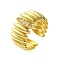 Brass with Cubic Zirconia Rings, Real 18K Gold Plated, Horse Eye, Inner Diameter: US Size 7 1/4(17.5mm)